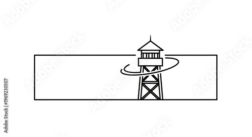 Abstract lookout tower icon with swirling visual effect and adaptable content area