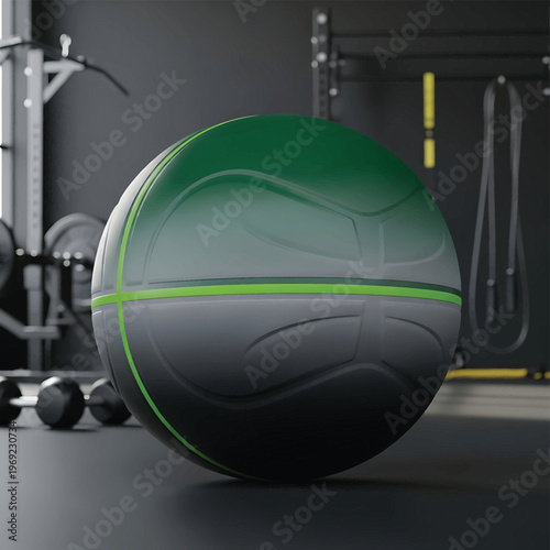 Green and black medicine gym ball.
