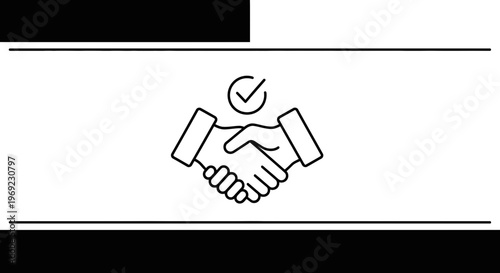 Streamlined line vector graphic depicting a confirmed handshake, symbolizing successful