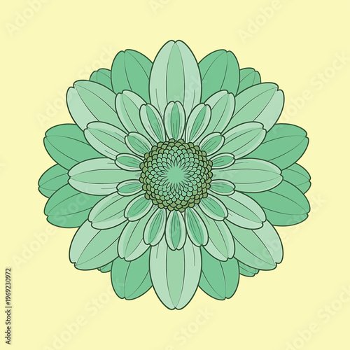 Green Flower Illustration Closeup View.