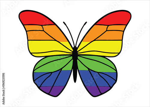 Vibrant Rainbow Butterfly Illustration Symbolizing Love, Diversity, and Inclusion, a Colorful Graphic Design for Unity and Acceptance