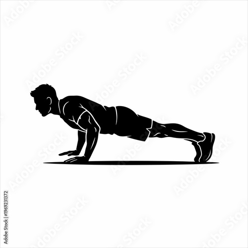 A man push up vector silhouette