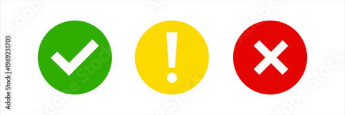 Visual indicators for confirmation, caution, and rejection statuses in digital interfaces