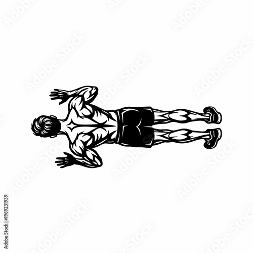 A man push up vector silhouette