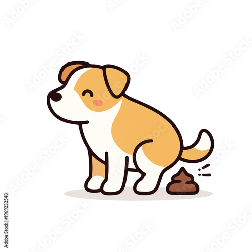 A cute vector illustration of a dog in a funny potty moment, featuring a playful pose and adorable expression in a lighthearted and charming cartoon style.