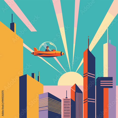 People Riding Futuristic Transportation Vehicle.