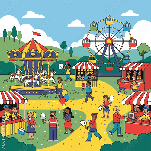 People Walking on Amusement Park.