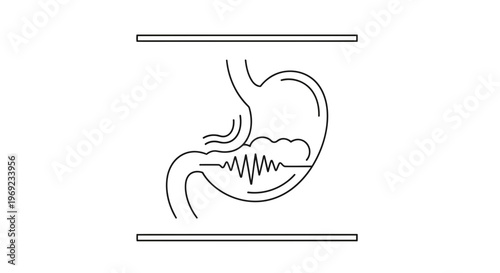 Stylized graphic showcasing stomach health and potential internal gastrointestinal sensations