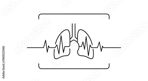 Sustained respiratory and cardiac function depicted in a continuous line art illustration