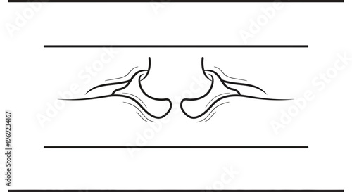 Minimalist abstract line art showcasing symmetrical organic forms and dynamic flowing contours