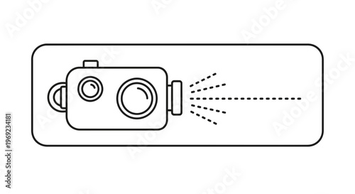 Minimalist vector outline of a compact digital camera capturing or projecting visual content