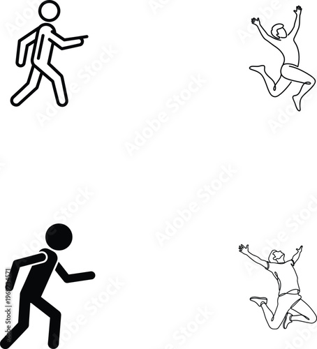 Stick figures in various poses and styles