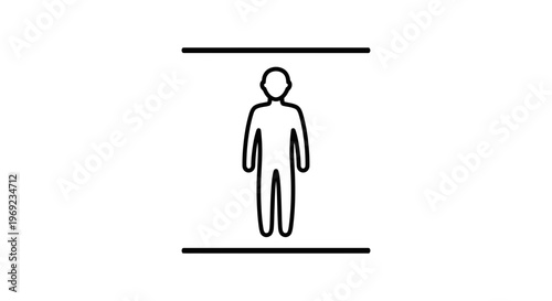 Minimalist human height measurement icon illustrating spatial dimensions and individual scale
