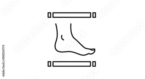 Minimalist Human Foot Outline for Biometric Scanning and Podiatric Measurement Technology
