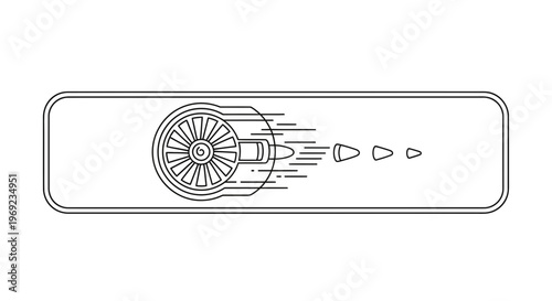 Dynamic turbojet engine icon illustrating rapid propulsion and accelerated progress concept