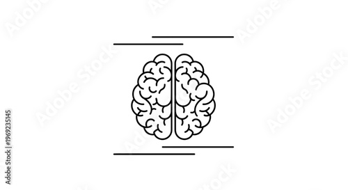 Clean graphic representation of the human brain for concepts of mind and intellect
