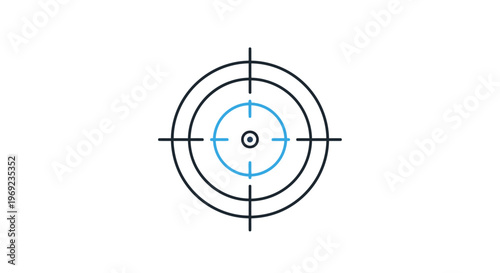 A blue and black target with concentric circles and crosshairs is shown.