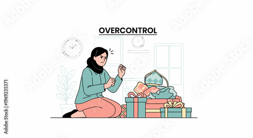 Mother Caring For Child At Home Illustration.