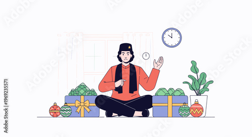 Person Meditating In Cross Legged Pose.