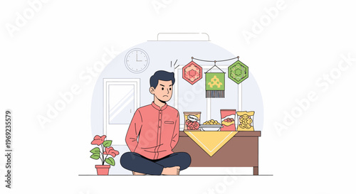 Person meditating seated cross legged in a calm interior.