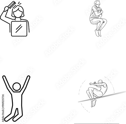 Four simple stick figure drawings