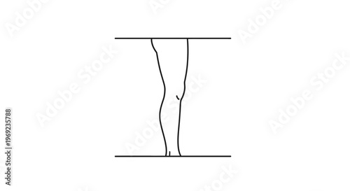 Minimalist line art illustration of a human leg, emphasizing simple form and anatomical outline