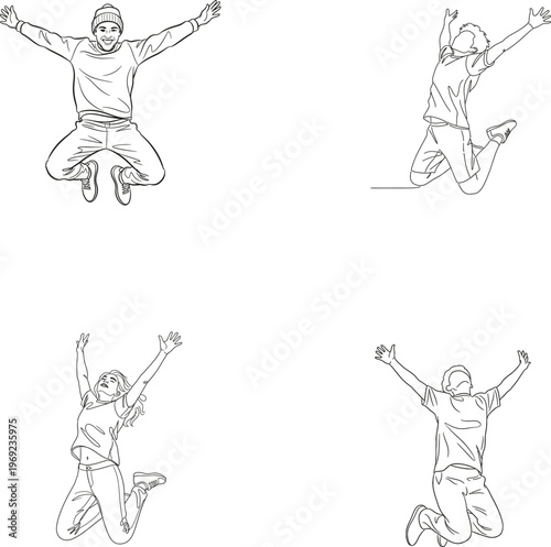 Variations of a figure in different poses and opacity levels