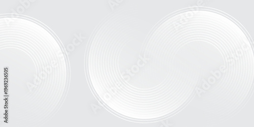 Abstract white glowing geometric lines on gray background. Modern shiny blue circle lines pattern. Futuristic technology concept. Suit for cover, poster,