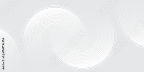 Abstract white glowing geometric lines on gray background. Modern shiny blue circle lines pattern. Futuristic technology concept.