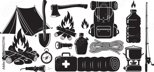 Camping equipment and gear for outdoor adventure travel