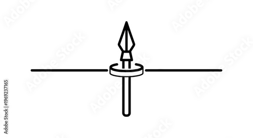 Abstract linear symbol featuring a sharp point integrated into intersecting perpendicular lines