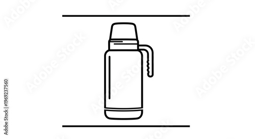 Minimalist outline drawing of an insulated beverage container, perfect for hot or cold drinks on