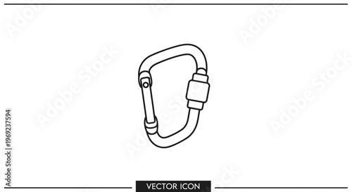Essential outdoor safety equipment carabiner line art illustration for climbing and adventure sports