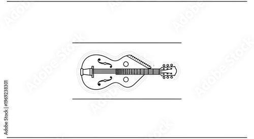 Minimalist Line Art Drawing of a Classic Acoustic Guitar for Musical Design Concepts