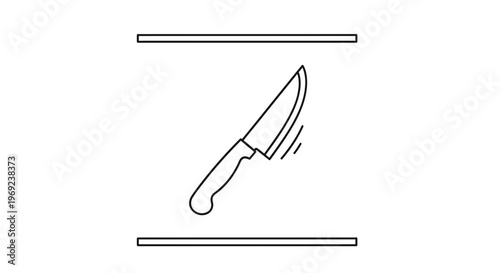 Essential outline illustration of a sharp kitchen knife in motion, highlighting potential hazards
