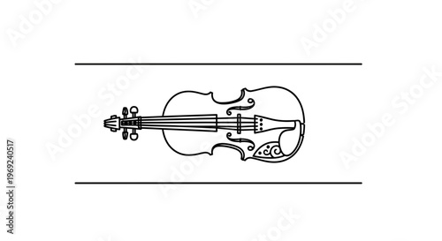 Elegant Line Art Violin Illustration for Musical Theme Design Elements Minimalist Classical