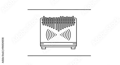 Elegant line art depiction of a kalimba, showcasing its vibrant musical tones and rhythmic essence