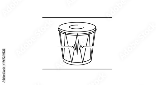 Dynamic rhythm illustration featuring a sleek musical drum and integrated sound wave graphic design
