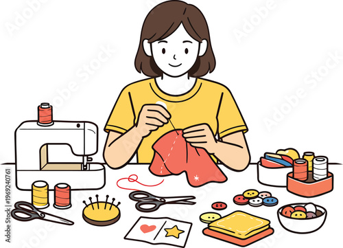 sewing, woman sewing, sewing machine, craft, DIY, fashion