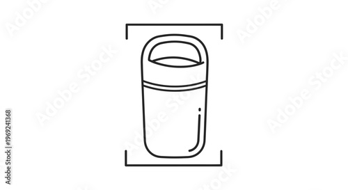 Minimalist outline illustration of an outdoor sleeping bag icon with size indicators for camping