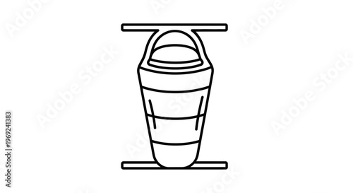 Essential outdoor sleeping gear line art icon representing comfort and adventure for camping