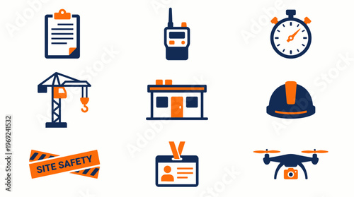Professional Construction and Industrial Site Safety Icons Vector Illustration Design Element