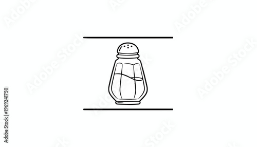 Elegant black and white line art illustration of a classic tabletop seasoning dispenser for