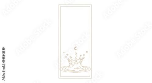 Elegant graphic representation of a fluid splash with a single falling droplet creating a gentle