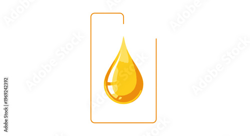 Vibrant golden liquid droplet suspended within a minimalist abstract outline, symbolizing purity