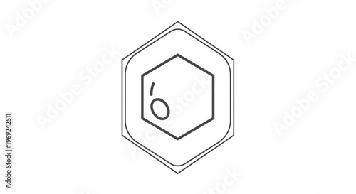 Abstract hexagonal symbol with nested geometric shapes and an internal circular element for modern