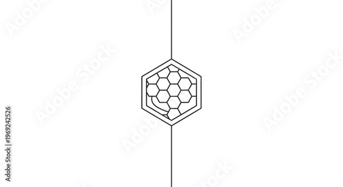 Minimalist abstract illustration of hexagonal cells within a larger geometric form intersected by