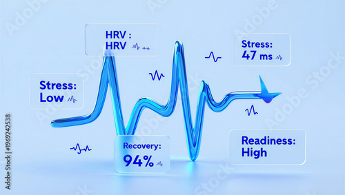 Heart rate variability graph with stress and recovery metrics displayed clearly online