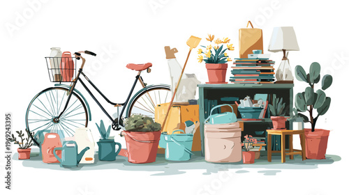 Spring Cleaning Garage Sale Yard Items Decluttering Event