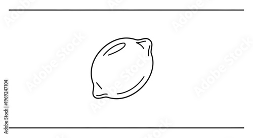 Minimalist line art illustration of a fresh lemon fruit on a clean white background